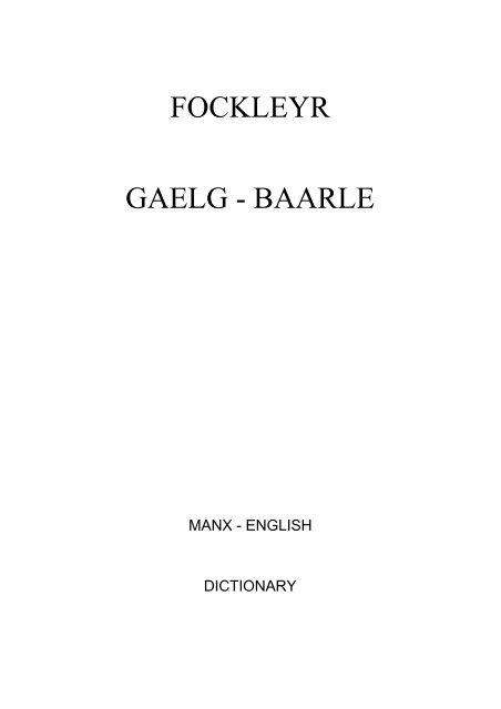 FOCKLEYR GAELG - BAARLE - Manx Language Resources