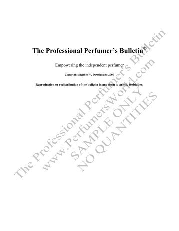 The Professional Perfumer's Bulletin - PerfumersWorld