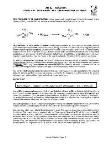 AN SN1 REACTION. t-AMYL CHLORIDE FROM THE ...