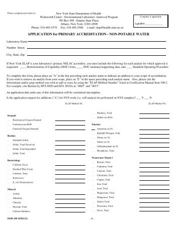 Form 109 - Wadsworth Center