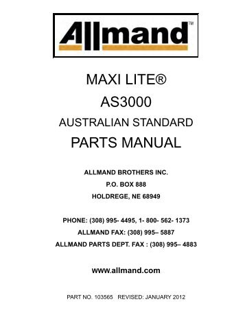 MAXI LITE® AS3000 PARTS MANUAL - Allmand