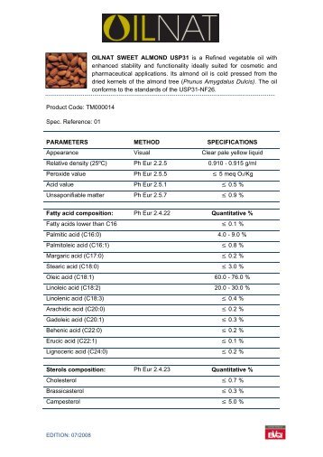 oilnat sweet almond usp31-tm000014-spec01 - Univar USA