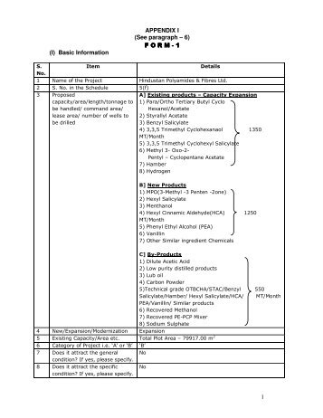 1 (I) - Environment Clearance