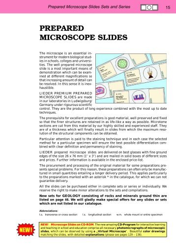 Prepared Microscope Slides Sets - lieder.de