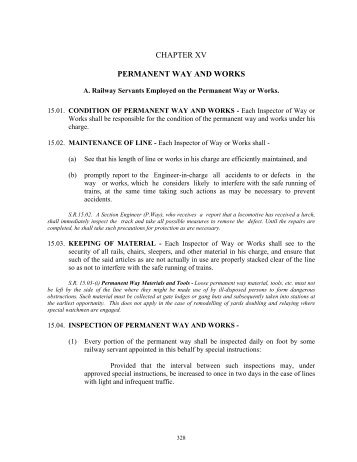 CHAPTER XV PERMANENT WAY AND WORKS - Indian Railway