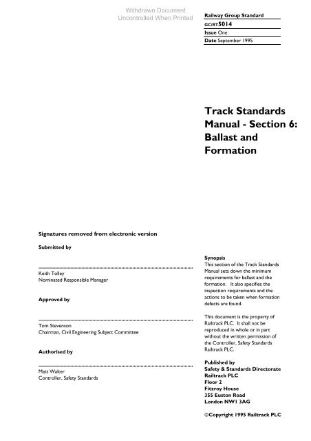 Track Ballast Specifications.pdf Track Standards Manual - Section 6: Ballast and ... - RGS Online