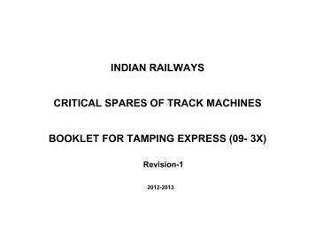 INDIAN RAILWAYS CRITICAL SPARES OF TRACK MACHINES ...