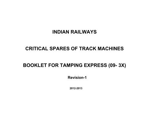 INDIAN RAILWAYS CRITICAL SPARES OF TRACK MACHINES ...