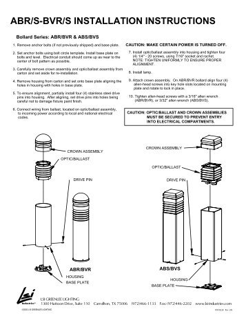ABR/S-BVR/S INSTALLATION INSTRUCTIONS - LSI Industries Inc.