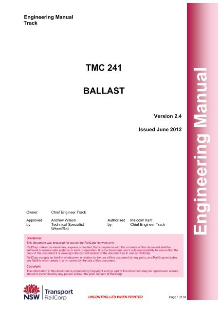 Ballast - RailCorp Engineering Internet