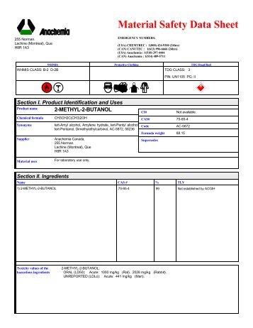 6491 2-METHYL-2-BUTANOL (English) ANACHEMIA MSDS ...