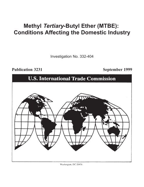 Methyl Tertiary-Butyl Ether (MTBE):Conditions Affecting the ...