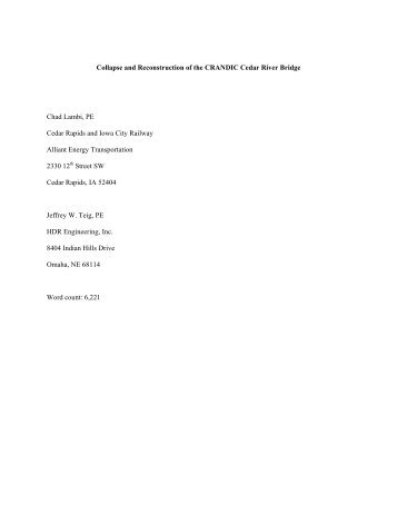 Collapse and Reconstruction of the CRANDIC Cedar ... - AREMA