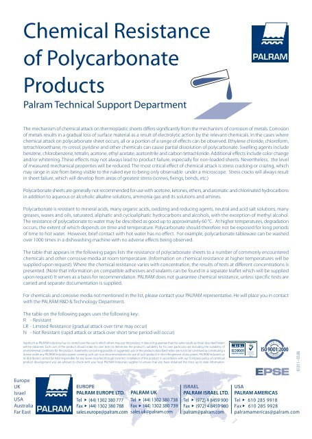 PC chemical resistance.fh11 - Perspex Distribution Ltd