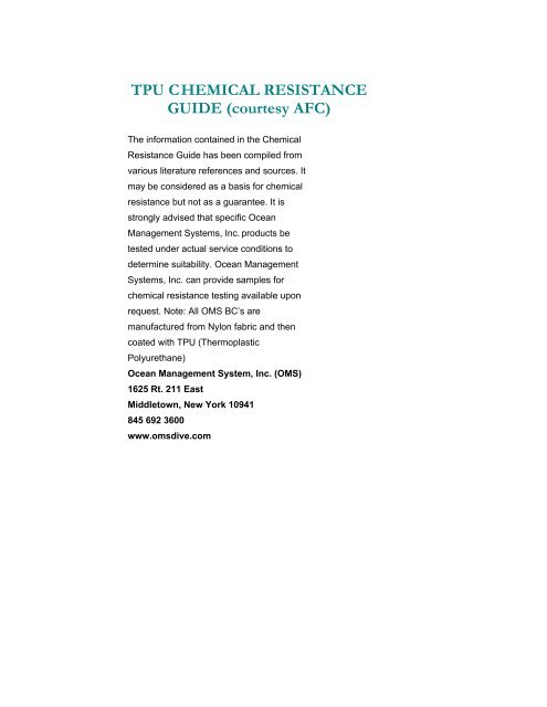 Tpu Chemical Resistance Chart