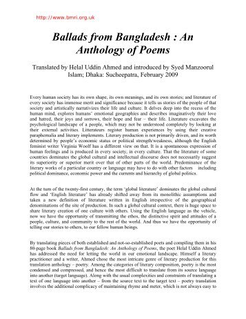 Ballads from Bangladesh : An Anthology of Poems