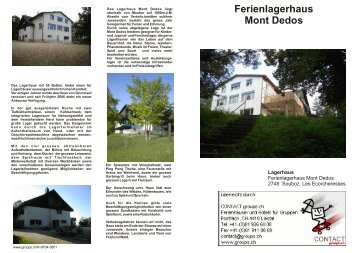 Ferienlagerhaus Mont Dedos - CONTACT groups.ch