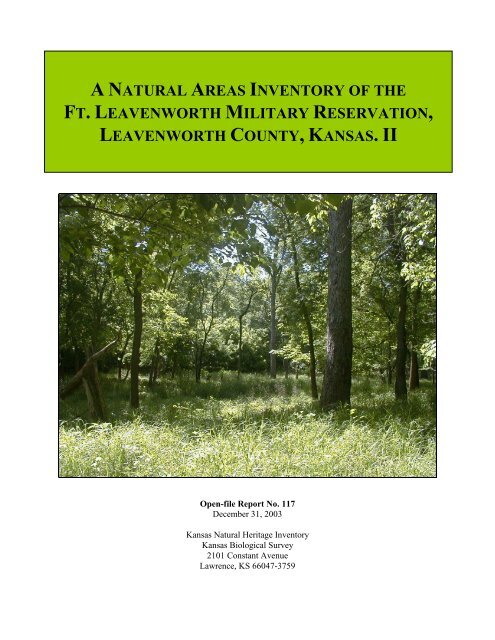 A Natural Areas Inventory of the - Kansas Natural Heritage Inventory ...