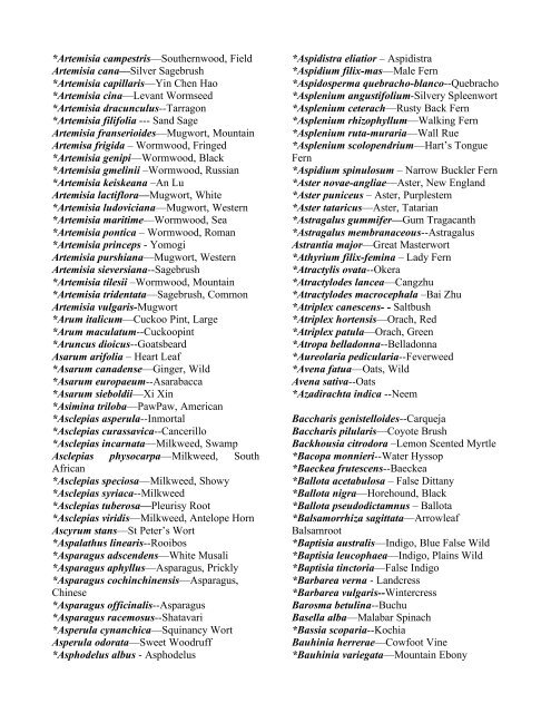 INDEX FOR 2008 HERBALPEDIA Abelmoschus ... - Learning Herbs