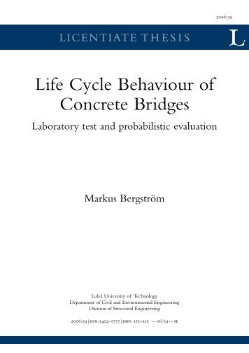 Life Cycle Behaviour of Concrete Bridges - Laboratory test ... - SBUF