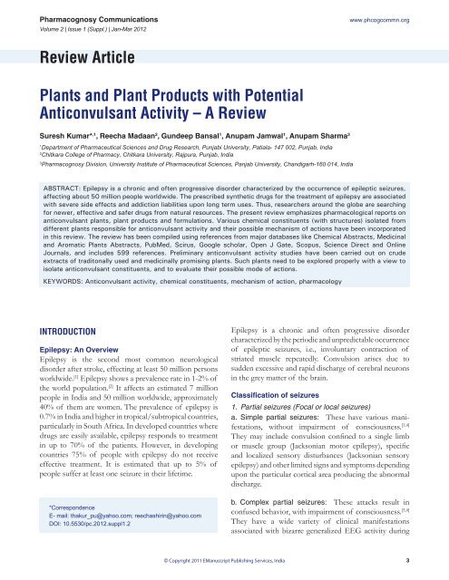 A Review Pharmacognosy Communications