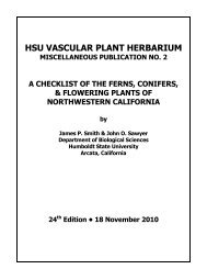 HSU VASCULAR PLANT HERBARIUM - Humboldt State University