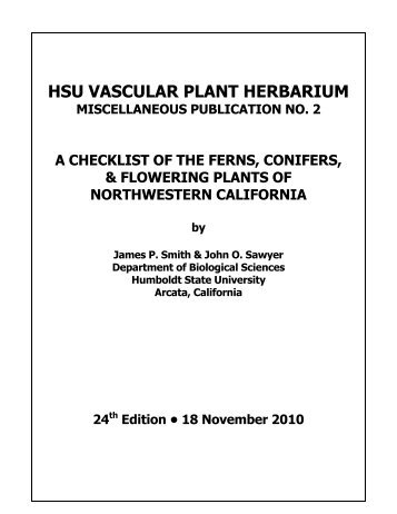 HSU VASCULAR PLANT HERBARIUM - Humboldt State University