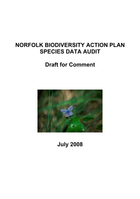 NORFOLK BIODIVERSITY ACTION PLAN SPECIES DATA AUDIT ...