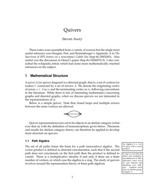 Quiver Notes