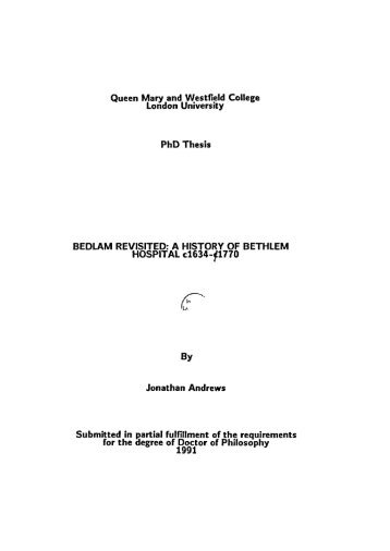 Queen Mary and Westfield College London University PhD Thesis ...
