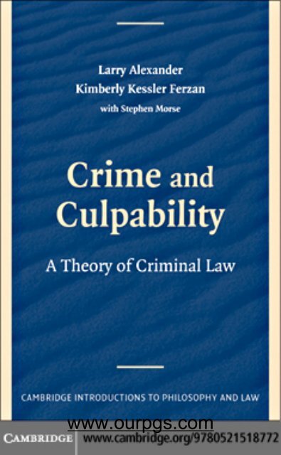 egoisme nakke Borgerskab Crime and Culpability: A Theory of Criminal Law