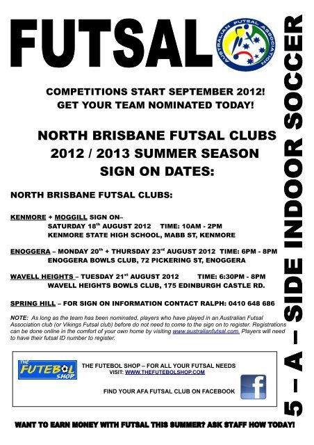 north brisbane futsal clubs 2012 / 2013 summer ... - Australian Futsal