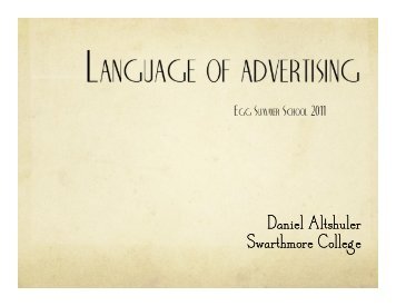 "Language of Advertising" (Wednesday, July 27) - Hampshire College