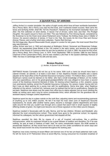 BROKEN ROUTINE A QUIVER FULL OF ARROWS - Cybernet