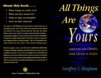 All Things are Yours - New Creation Teaching Ministry