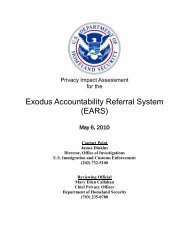 Exodus Accountability Referral System (EARS) - Homeland Security