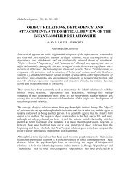 object relations, dependency, and attachment - Psychology ...