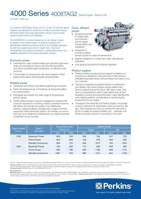 4008TAG2 Engine - Electro Unit - Perkins Engines