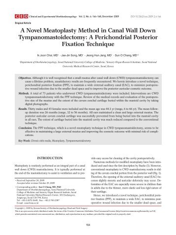 A Novel Meatoplasty Method in Canal Wall Down - KoreaMed ...