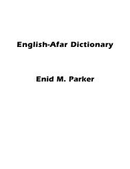 English-Afar Dictionary Enid M. Parker - Dunwoody Press