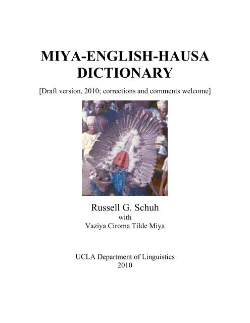 Miya English Hausa Dictionary Ucla Department Of Linguistics