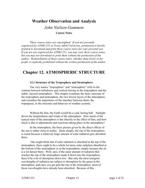 Atmos Paper Sample Example Chapter 12: Atmospheric Structure - Texas A&M University