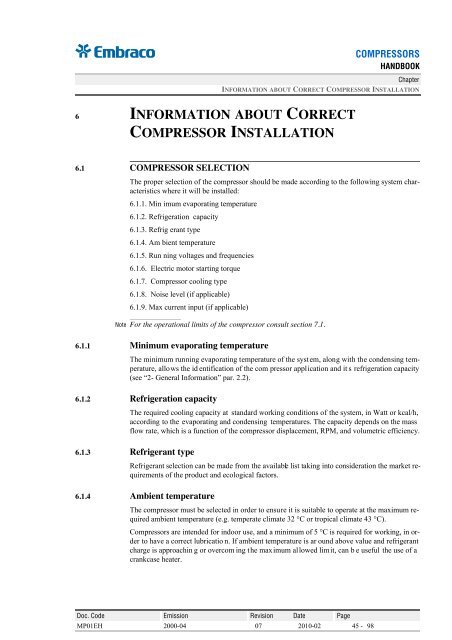 Compressor Handbook - Embraco