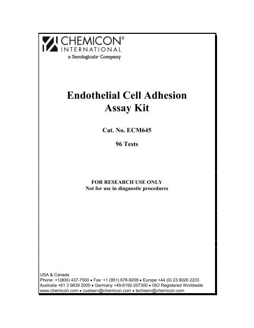 Endothelial Cell Adhesion Assay Kit - Millipore