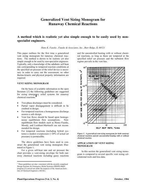 Generalized Vent Sizing Monogram for - Fauske & Associates, Inc.