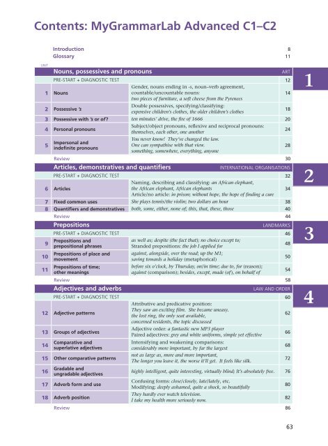 Contents: MyGrammarLab Advanced C1–C2