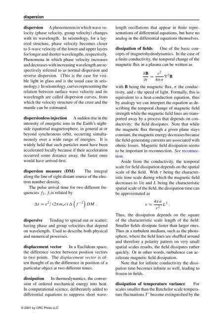 DICTIONARY OF GEOPHYSICS, ASTROPHYSICS, and ASTRONOMY