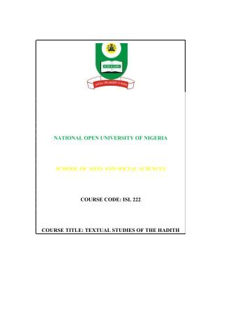 Textual Studies of the Hadith - National Open University of Nigeria