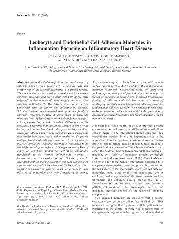 Leukocyte and Endothelial Cell Adhesion Molecules in Inflammation ...