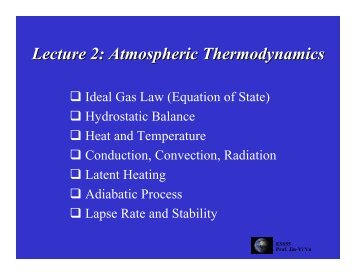 Lecture 2: Atmospheric Thermodynamics - Department of Earth ...